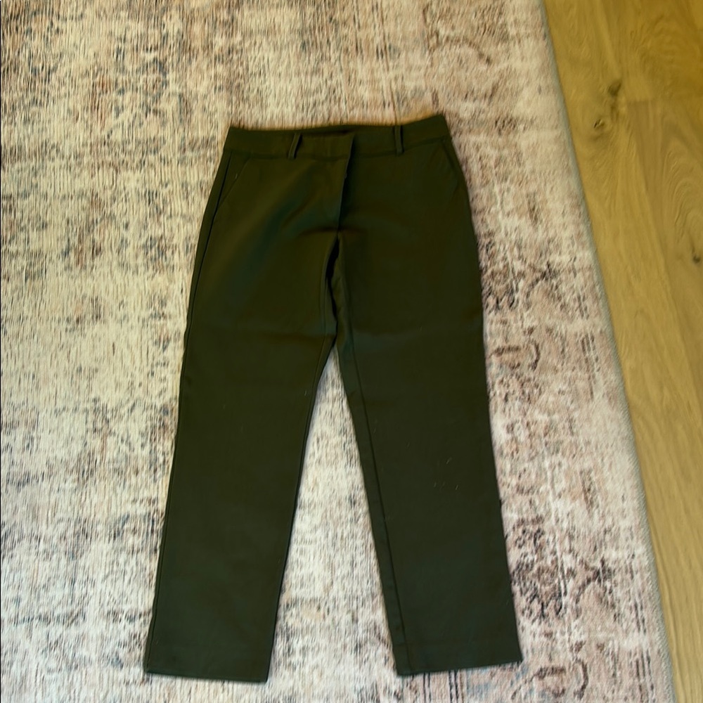Ann Taylor Green Chinos with Classic Flat Front